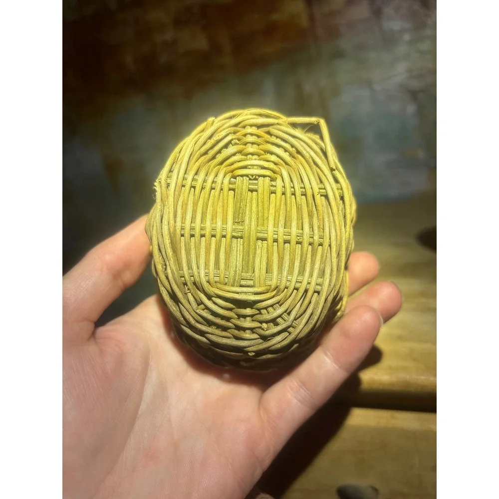 Rustic Miniature Wicker Basket with Handle Natural Fiber Primitive Decor 4in